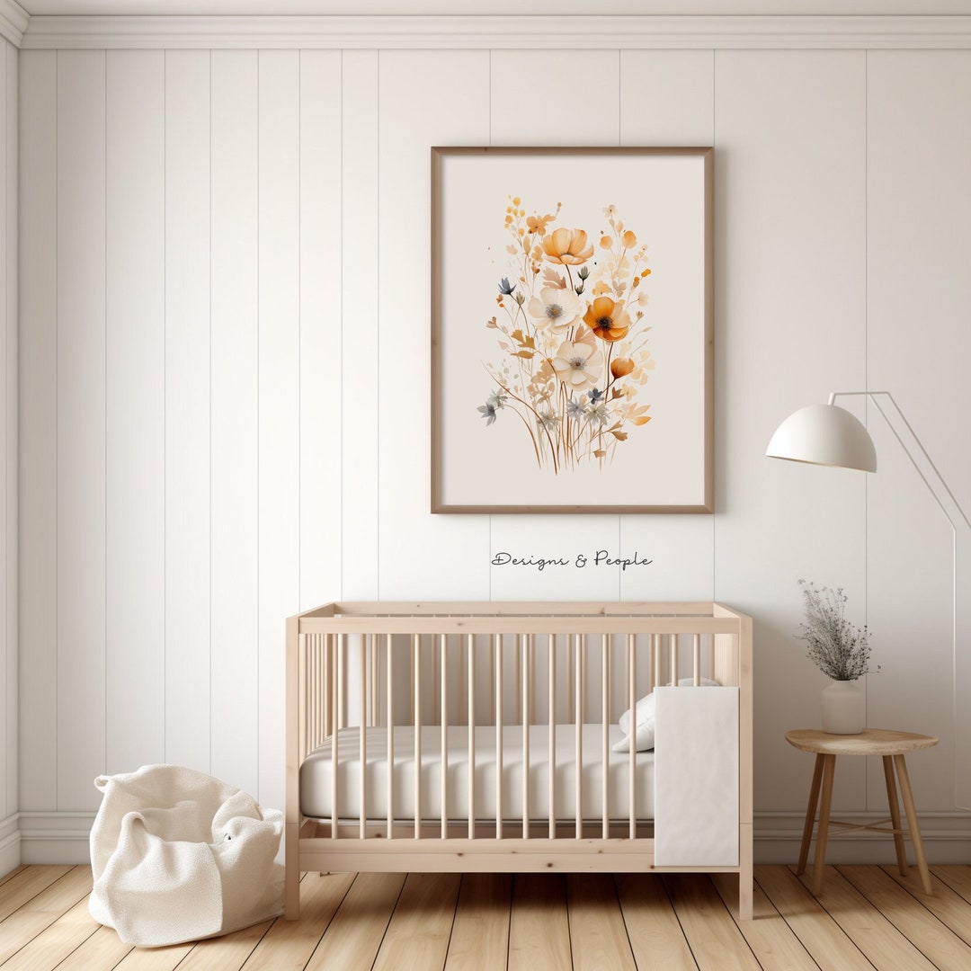 Printable Wall Art Elegant Wildflower Digital Print Art Earthy Yellow ...
