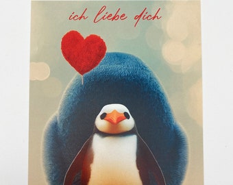 Postkarte Pinguin Love | A6 | Valentinstag | Liebe | ich liebe dich