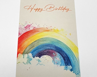 Postkarte Geburtstag | Happy Birthday | Regenbogen | A6 | Water Color