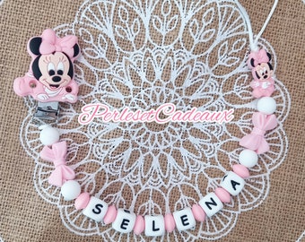 Minnie Pacifier Clip Minnie Baby Personalized Silicone Baby Birth Gift (mam or not) with or without storage pouch
