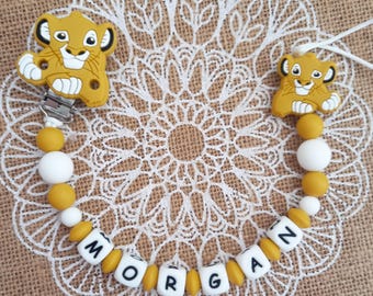 Lion Pacifier Clip Personalized Baby Birth Gift. MAM