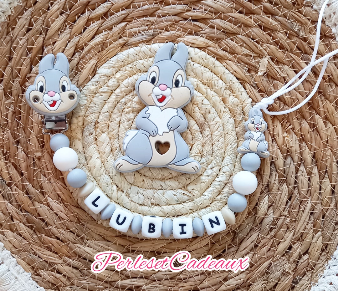 Personalized Rabbit Pan Pacifier Attachment and Matching Silicone ...