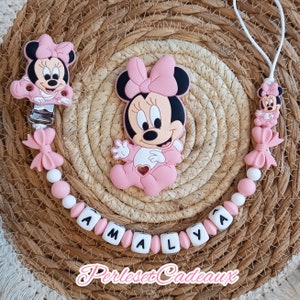 Personalized Baby Pacifier Clip Minnie Mouse Personalized Pacifier Clip and matching silicone mouse** (Mam) baby gift