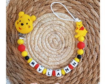 Winnie the Pooh Personalized Pacifier Clip Silicone Baby Birth Gift (mam)