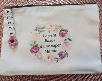 Pour Mamie Jolie Pochette Vide Poches. Trousse de Maquillage Personnalisée.  Cadeau  Grands mères.