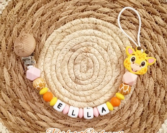 Personalized pacifier clip Giraffe baby birth gift