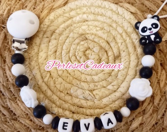 Panda Attache tétine Personnalisé Panda cadeau bébé naissance. Mam.