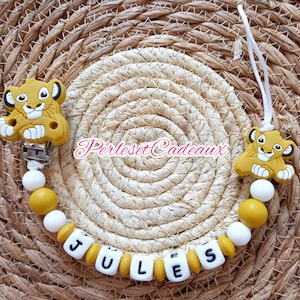 Personalized Pacifier Clip Lion King Baby Birth Gift. MAM