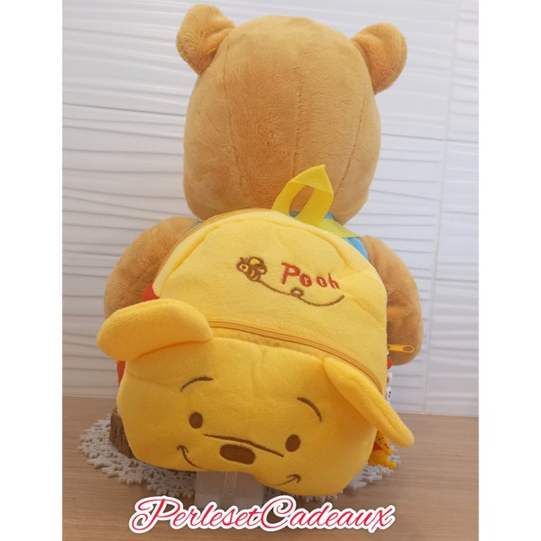 Personalisierter Winnie the Pooh Plüschrucksack. Tasche für Kindergarten oder Kindergarten. Schule. Schulranzen