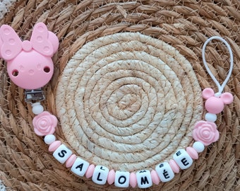 Minnie Pink Minnie Schnulleraufsatz personalisiert (Mama möglich) Babygeschenk Geburt Vorname