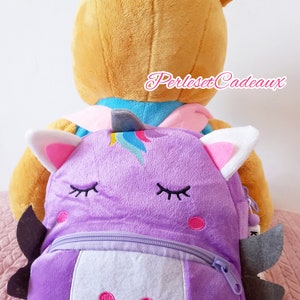 Licorne Sac à Dos Personnalisé Peluche Rentrée des classes. École. Cartable