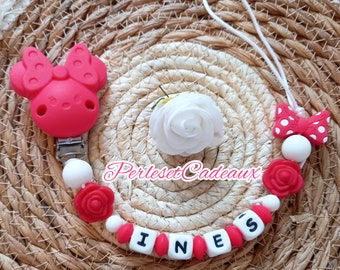 Personalized Pacifier Attachment Minnie Red baby gift birth mam possible