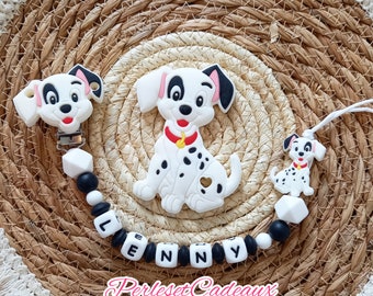 Personalized Dalmatian pacifier clip + matching Dalmatian dog Silicone** baby birth gift. Mom