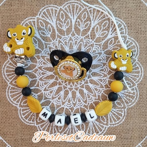 Personalized Lion King Pacifier Clip and Matching Pacifier Baby Gift Birth Name Boy or Girl