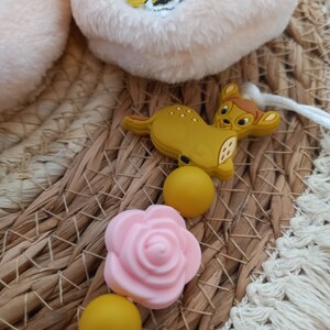 Bambi Birth gift basket Personalized Bambi girl pacifier clip Slippers Pacifier Matching ring image 6