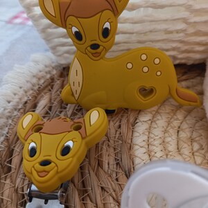 Bambi Birth gift basket Personalized Bambi girl pacifier clip Slippers Pacifier Matching ring image 7