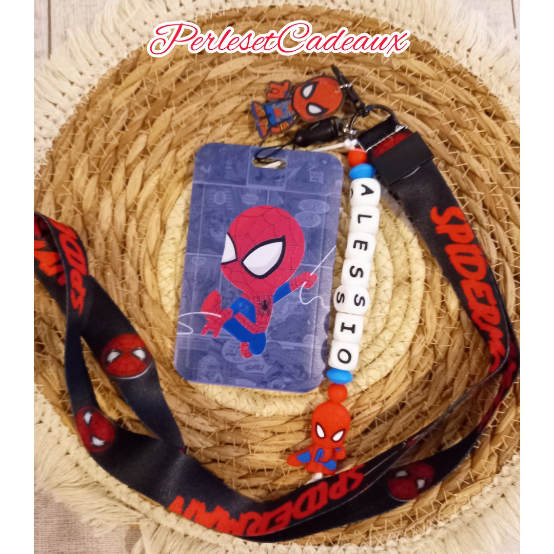 Canteen Card Holder Personalized Spider Badge First Name Bus Card