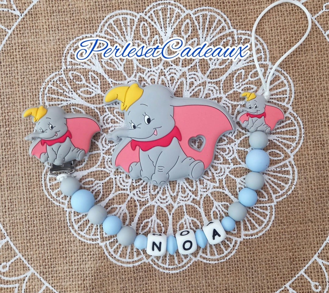Flying Elephant Personalized Pacifier Attachment and Matching Ring mam ...