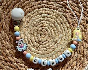 Personalized pacifier clip Alice in Wonderland baby gift with or without MAM adapter