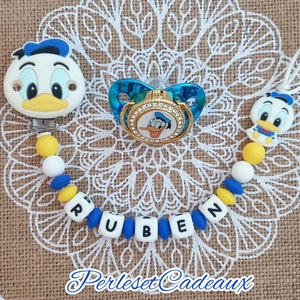 Personalized Duck Pacifier Clip and Matching Pacifier Baby Birth Gift