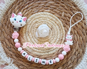 Pacifier Clip Girl Pacifier Cat Marie Personalized Silicone Baby Birth Gift (mum or not)