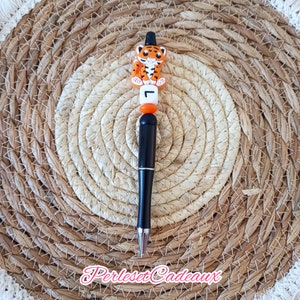 Personalized Tiger Pen with silicone beads for school