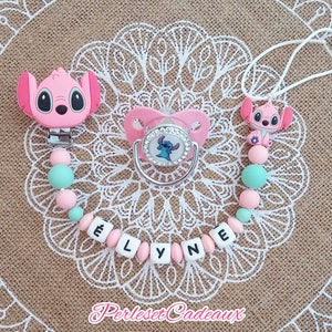 Personalized Pink Pacifier Clip and Matching Pacifier Baby Gift Birth Name Boy or Girl