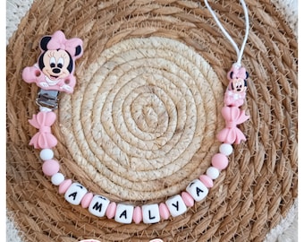 Minnie Schnulleraufsatz Minnie Baby Lutscher Personalisiertes Silikongeschenk zur Geburt eines Babys (Mama oder nicht)