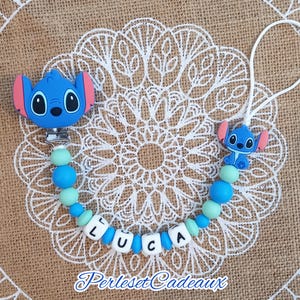 Pinza para chupete personalizada de color azul, regalo de nacimiento de bebé. Mamá.