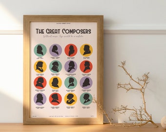 The Great Composers - Klassische Musik Poster, Musik Wandkunst, Musiker, Komponisten, elegant, Wanddekor, printable, digital