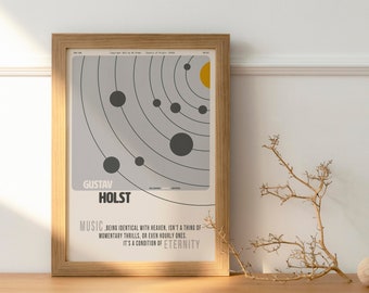 Gustav Holst - Plakat z muzyką klasyczną, sztuka ścienna z muzyką, muzycy, minimalistyczny, musztardowy, elegancki, dekoracja ścienna, do druku, cyfrowy