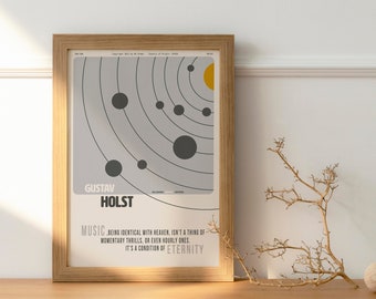 Gustav Holst - Classical Music Poster, music wall art, musicians, minimalistic, mustard, elegant, wall decor, printable, digital