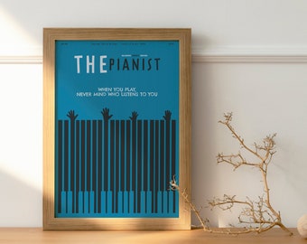 Pianista - Klasyczny plakat muzyczny, muzyka ścienna, muzycy, niebieski, minimalistyczny, elegancki, dekoracja ścienna, do druku, cyfrowy
