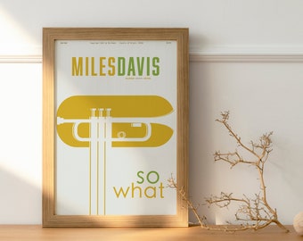 Miles Davis - Jazz Poster, muzyka ścienna, muzycy, minimalistyczny, musztardowy, elegancki, dekoracja ścienna, do druku, cyfrowy