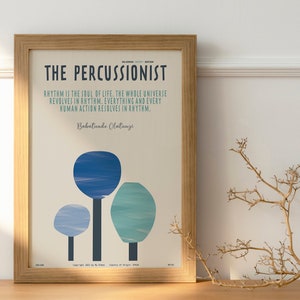 The Percussionist - Classic Music Poster, music wall art, musicians, blue, minimalistic, elegant, wall decor, printable, digital
