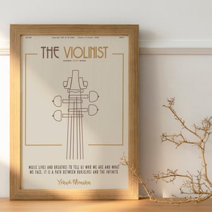 The Violinist  - Classic Music Poster, music wall art, musicians, mustard, minimalistic, elegant, wall decor, printable, digital