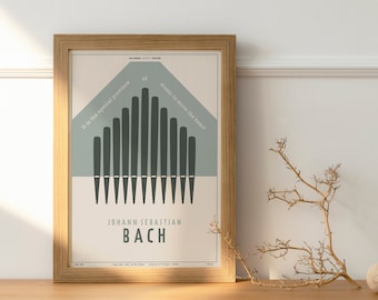 Johann Sebastian Bach - Plakat z muzyką klasyczną, sztuka ścienna z muzyką, muzycy, minimalistyczny, elegancki, dekoracja ścienna, do druku, cyfrowy