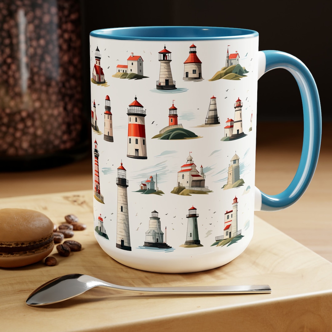 US Inspired Lighthouses Mug, Lighthouses Mug Gift, Nautical Kitchen Mug