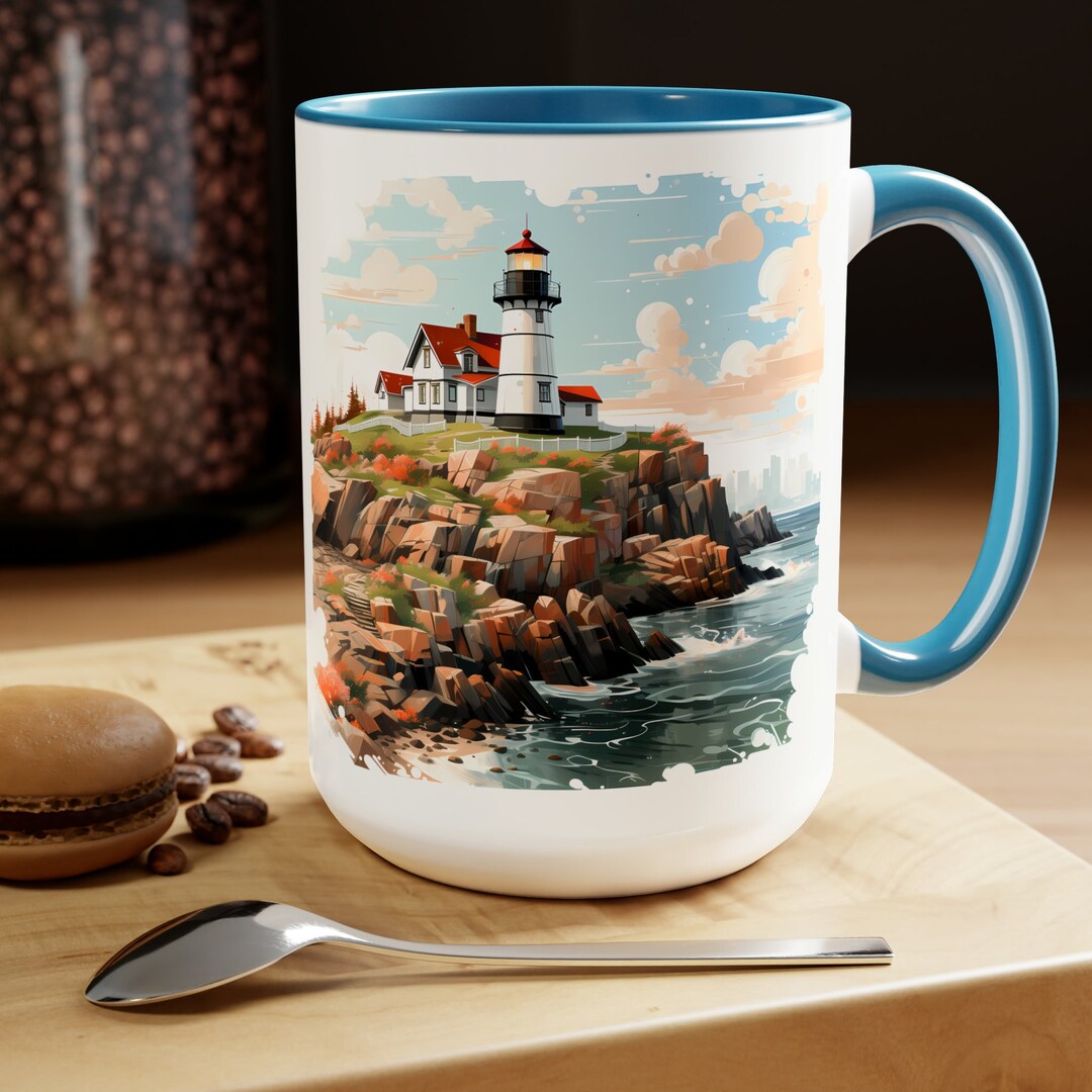 Nubble Lighthouse Mug, Lighthouse Gift, Nautical Kitchen Mug