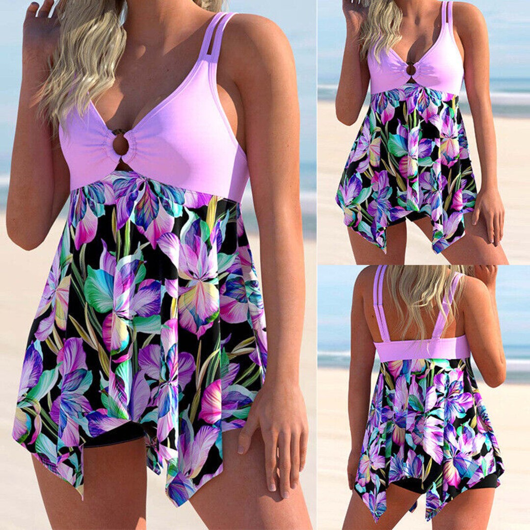 2PCS Ladies Tankini Swimming Set Swim Dress Boy Short Swimwear Etsy UK