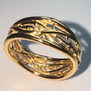 Custom Gold Plated Thorn Ring – Sterling Silver Christian Ring for Men & Women, Symbolic Crown of Thorns - Сhristian Jewelry Religious Gift