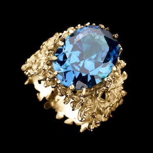 Anillo de plata de ley con forma de lágrima y cristal azul, joya única para mujer, anillos grandes con piedra preciosa azul personalizable.