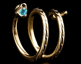 Gold plated rings Snake shape rings, sterling silver gold rings, golden snake ring for women, snake ring gold plated women, gold plated ring