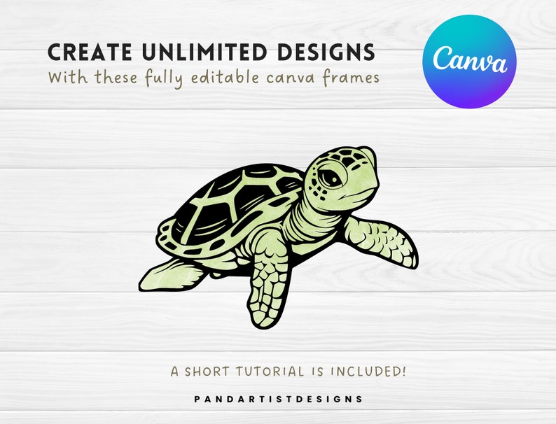 15+ Turtle Editable Canva Frame Template - Sea Turtles Bundle - Drag ...