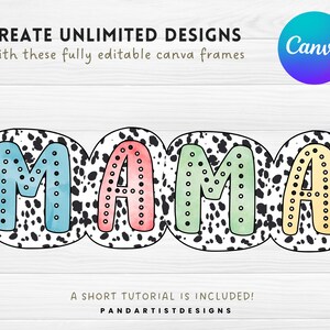 Fill your own Dalmatian Dots Letters & Number - Canva Frame - Drag and Drop - Sublimation Design Digital Alphabet Png Doodle Dalmatian Spots image 7