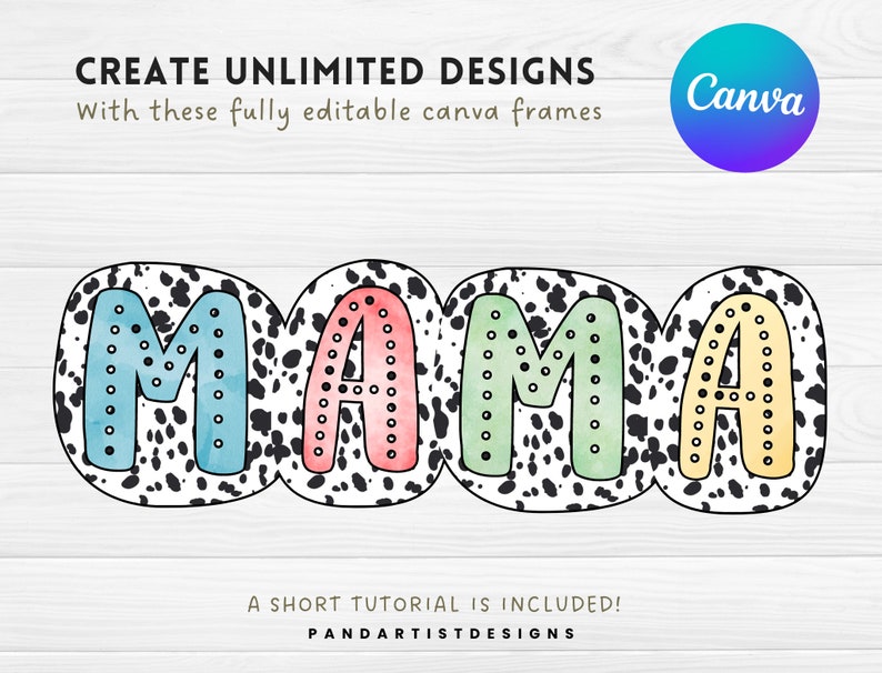 Fill your own Dalmatian Dots Letters & Number - Canva Frame - Drag and Drop - Sublimation Design Digital Alphabet Png Doodle Dalmatian Spots image 7