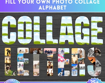 Canva Foto Collage Buchstaben & Zahlen auf CANVA - Canva Rahmen Bundle - Einfaches Ziehen und Ablegen - Digitales Alphabet Storyboard Gedenkstätte - Geburtstag