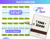 Matchbook Editable Canva Template, Matchbook Label Frame, Drag and Drop, 8.5"x11" sheet, Printable Label Templates, DIY Blank Template Frame