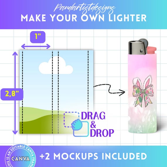 Lighter Label Editable Canva Template, Full Wrap Canva Frame, Drag and Drop, 8.5"x11" sheet, Sublimation Printable Template, DIY Custom