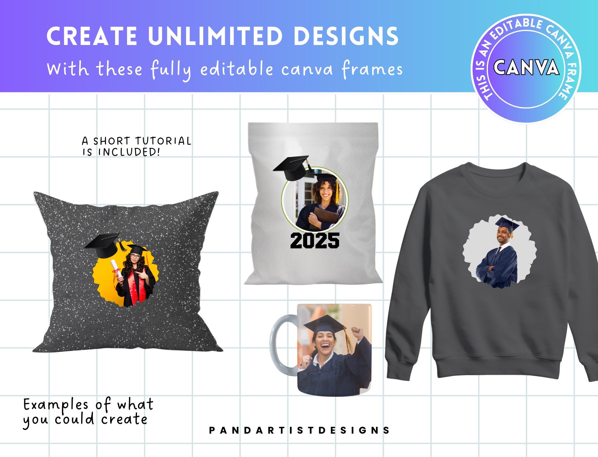 Canva Graduation Gift Set Mockup Bundle - Editable Canva Frame Template ...